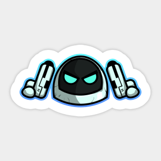 astronaut head carrying two space guns vector character Sticker